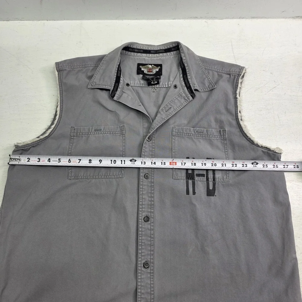 Harley Davidson Motorcycles Sleeveless Cut Off Vest Skull Crossbones Mens 2XL